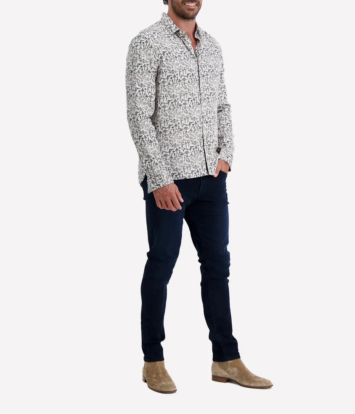 Ross Long Sleeve Shirt in Grey Mist