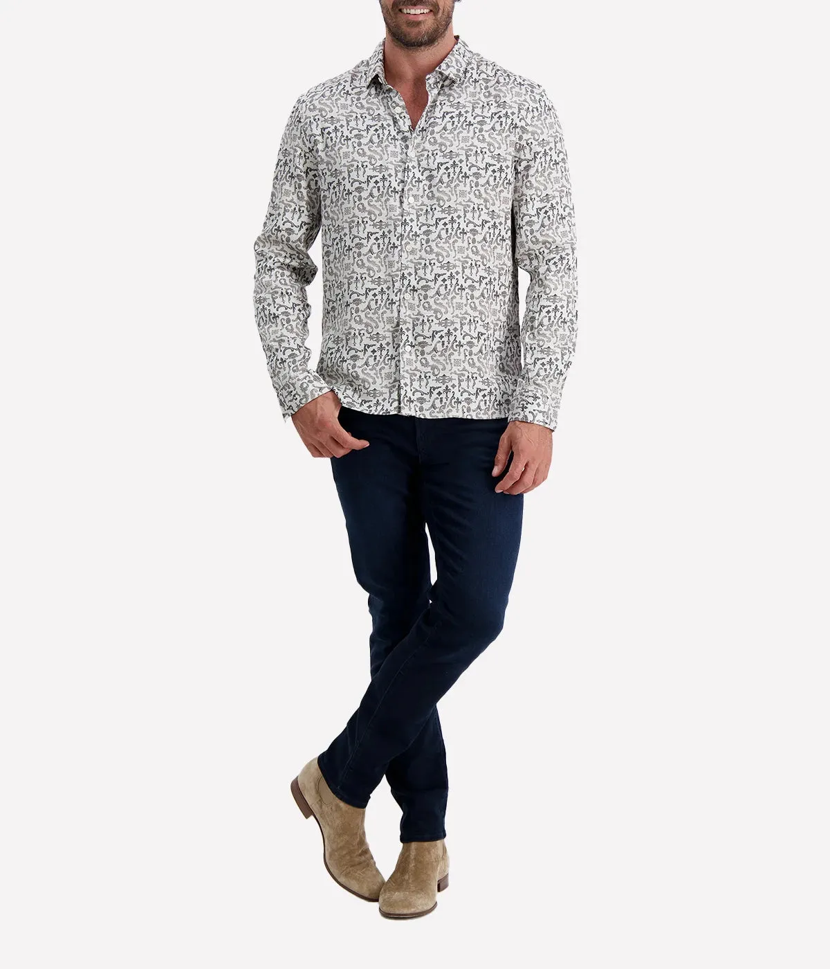 Ross Long Sleeve Shirt in Grey Mist