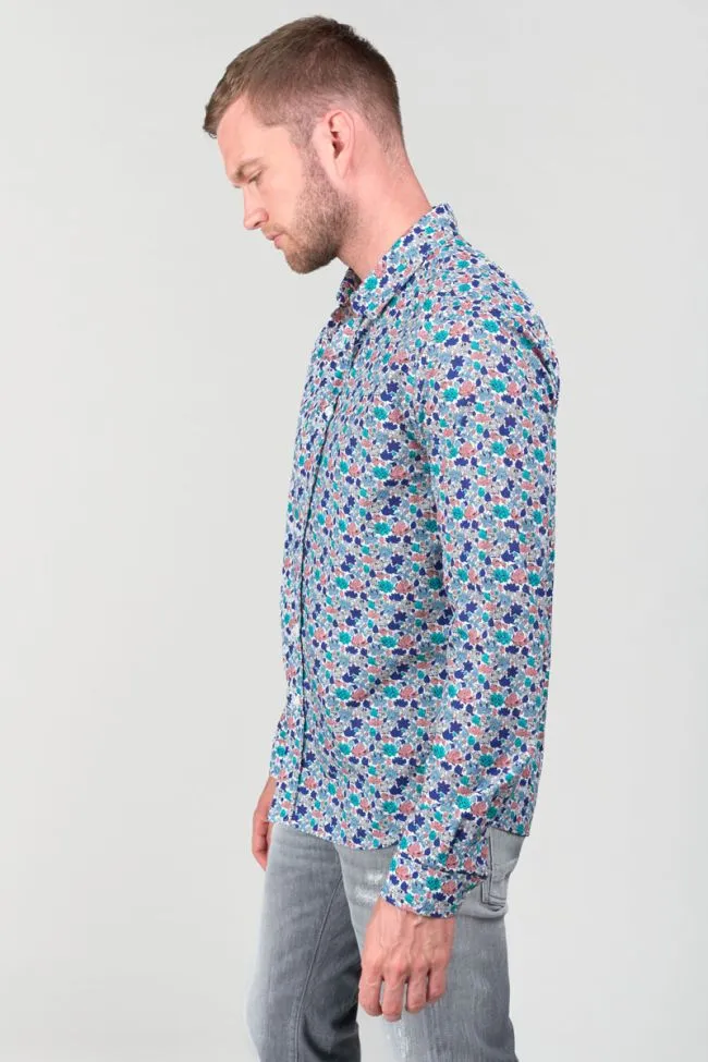 Rubis Leaf Pattern Longsleeve Shirt in White