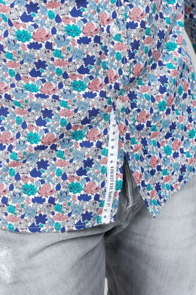Rubis Leaf Pattern Longsleeve Shirt in White