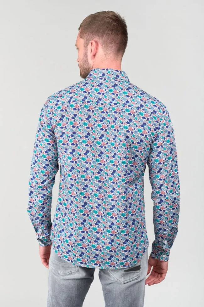 Rubis Leaf Pattern Longsleeve Shirt in White