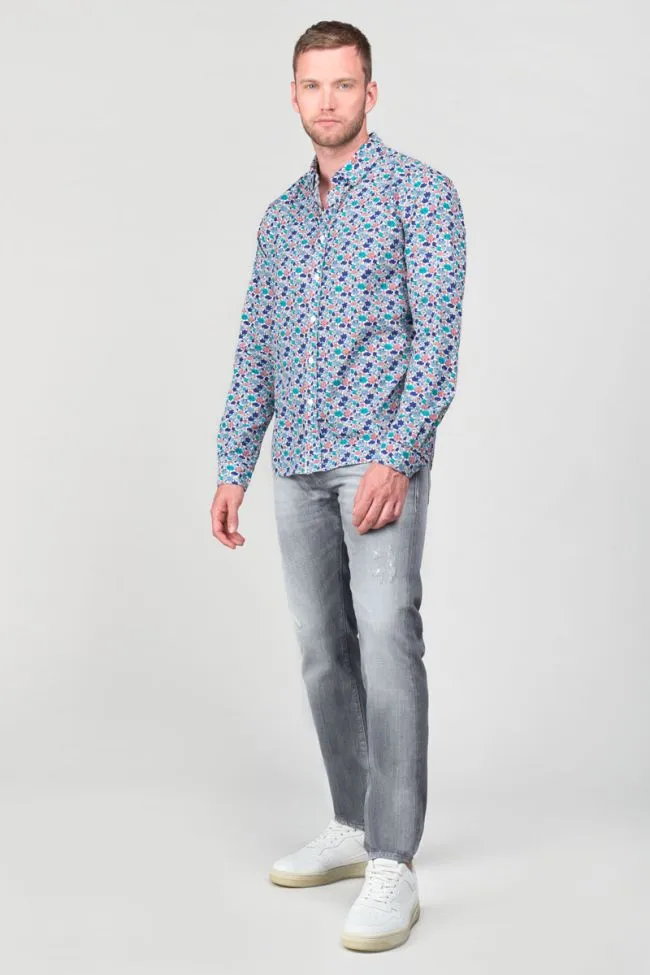 Rubis Leaf Pattern Longsleeve Shirt in White
