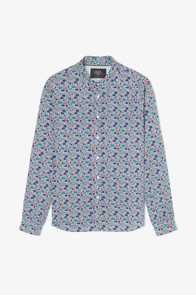 Rubis Leaf Pattern Longsleeve Shirt in White