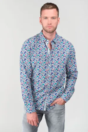 Rubis Leaf Pattern Longsleeve Shirt in White