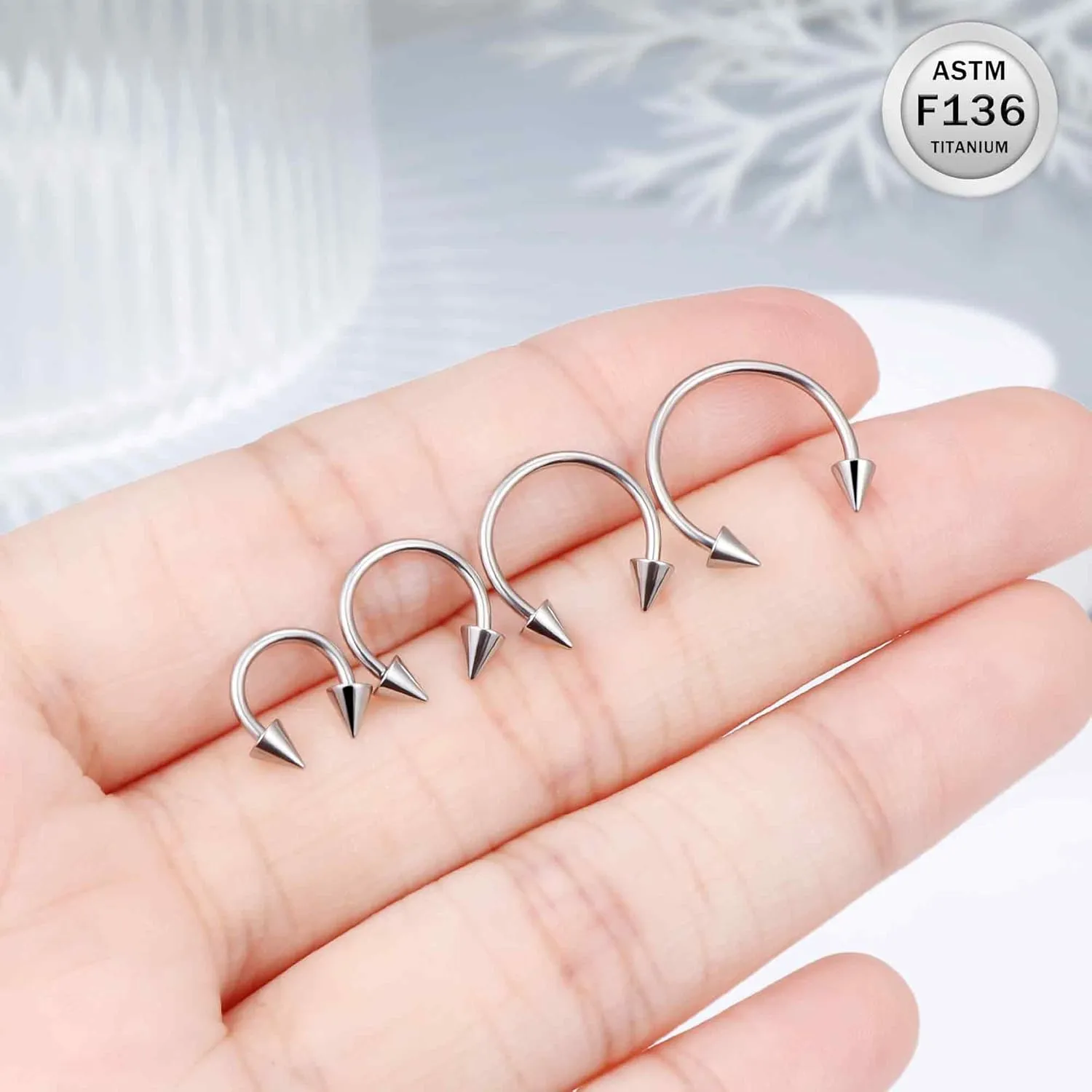 Ruifan 20G 18G 16G 14G 12G 8G 6G 4G 2G Horseshoe Nose Ring Titanium Septum Rings Piercing Jewelry Internally Threaded Gauges Cartilage Conch Helix Rook Lip Tragus Earring Hoop Eyebrow For Women Men