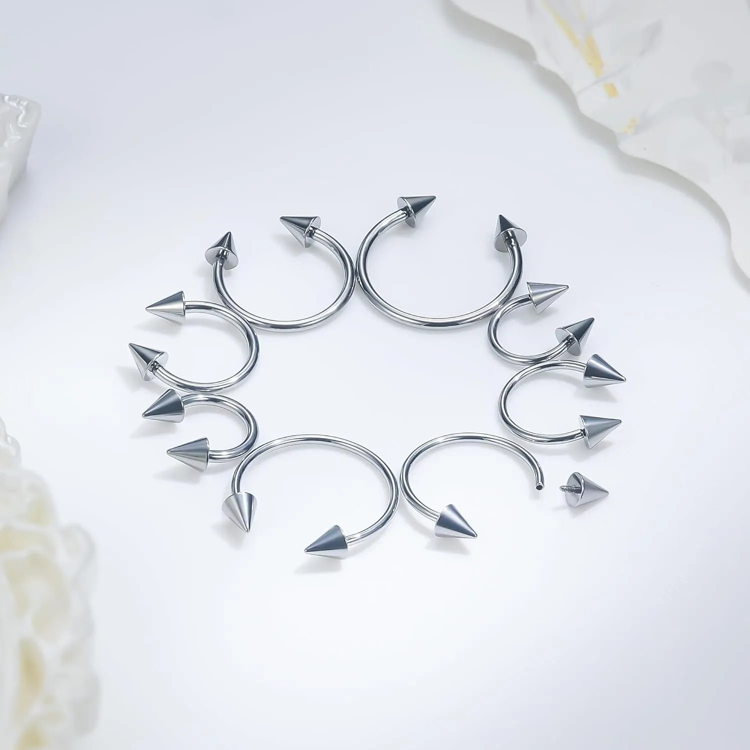 Ruifan 20G 18G 16G 14G 12G 8G 6G 4G 2G Horseshoe Nose Ring Titanium Septum Rings Piercing Jewelry Internally Threaded Gauges Cartilage Conch Helix Rook Lip Tragus Earring Hoop Eyebrow For Women Men