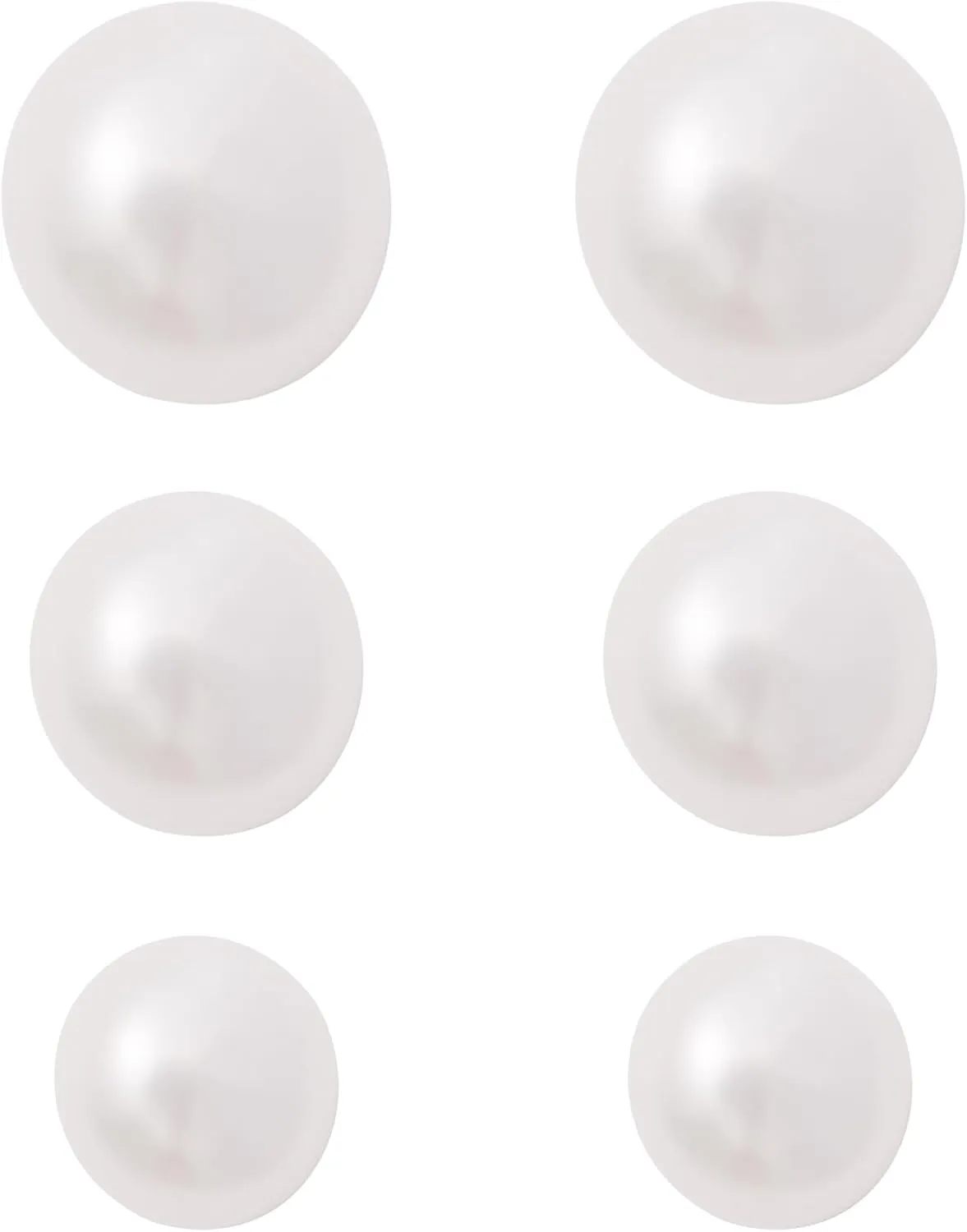S925 Silver Post Stud Earrings, Round Ball Pearls Set for Women, 3 Pairs Mixed Sizes Imitation Pearl Jewelry Gifts for Women