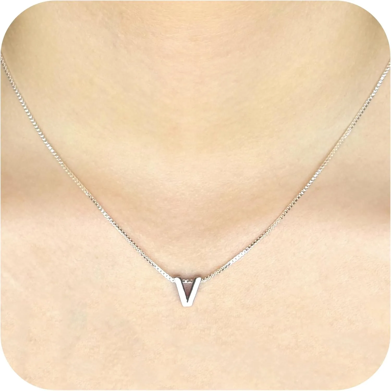 S925 Sterling Silver Initial Necklaces for Women,Personalized Initial Necklace Simple A-Z