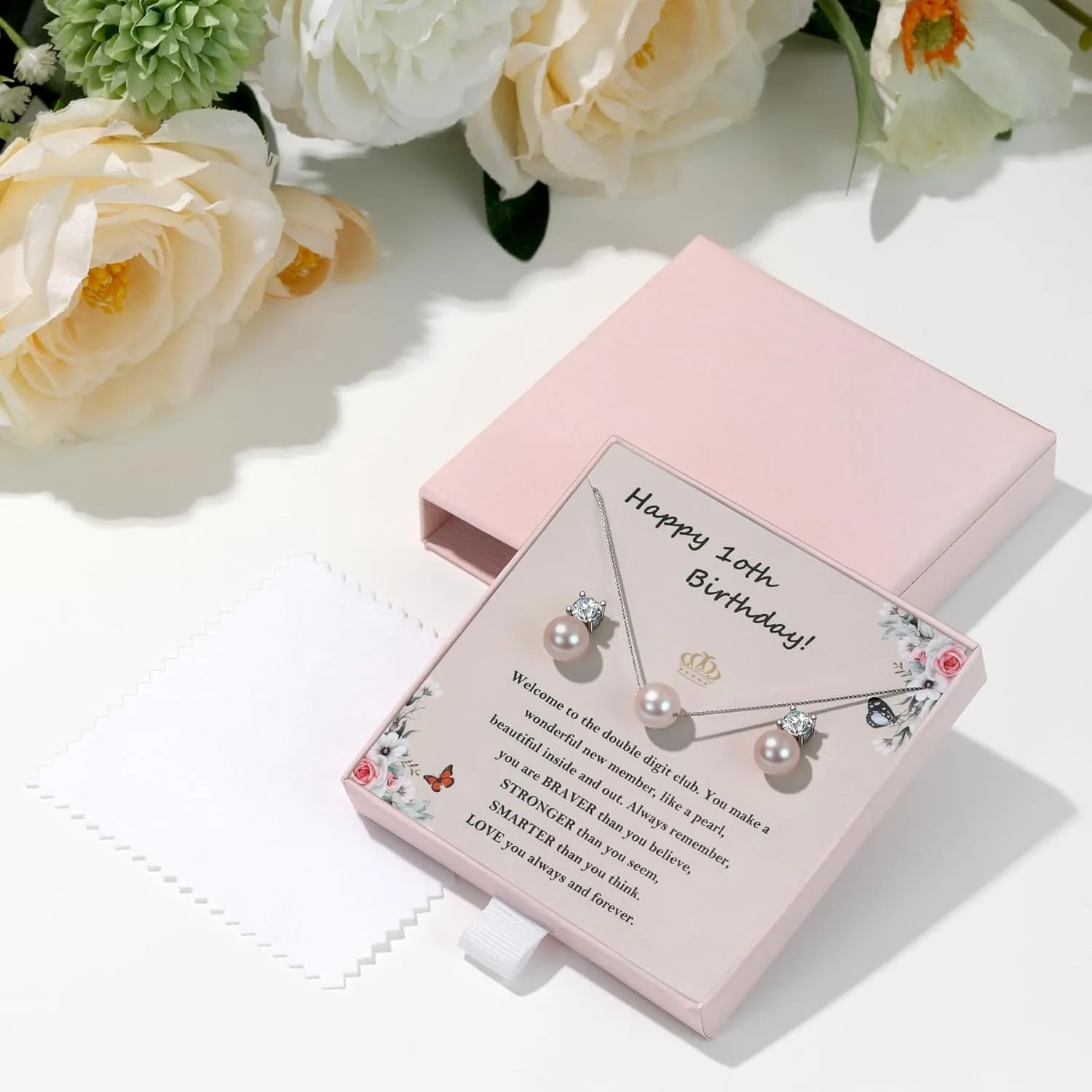 S925 Sterling Silver Pearl Necklace and Pearl Earrings,Birthday Gifts for Women Girls Age 7 9 10 13 16 18 21 30 40 50 60, Christmas Day Gifts for Daughter, Mom, Friend, Wife