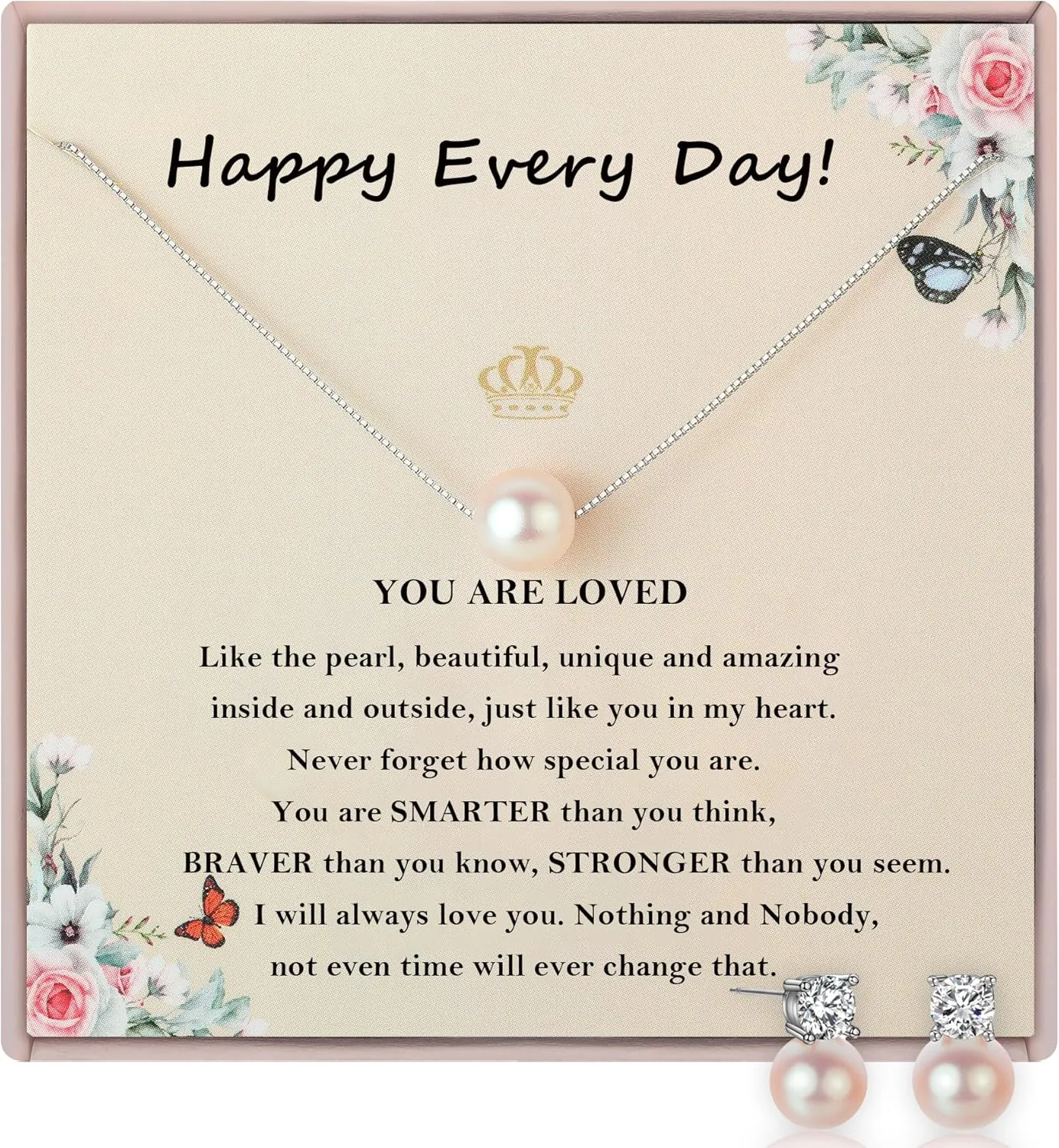 S925 Sterling Silver Pearl Necklace and Pearl Earrings,Birthday Gifts for Women Girls Age 7 9 10 13 16 18 21 30 40 50 60, Christmas Day Gifts for Daughter, Mom, Friend, Wife