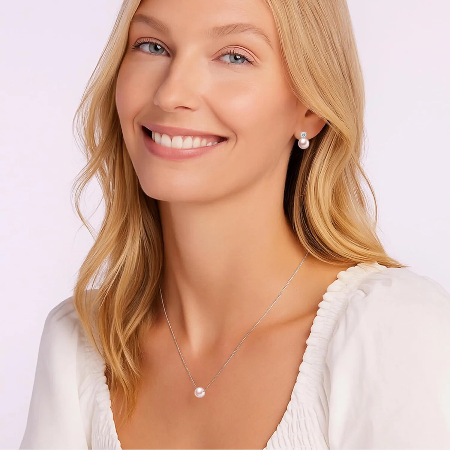 S925 Sterling Silver Pearl Necklace and Pearl Earrings,Birthday Gifts for Women Girls Age 7 9 10 13 16 18 21 30 40 50 60, Christmas Day Gifts for Daughter, Mom, Friend, Wife