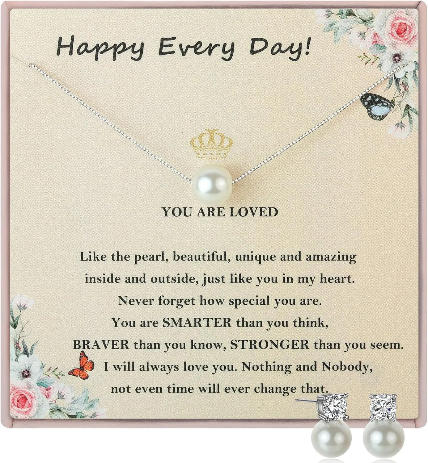 S925 Sterling Silver Pearl Necklace and Pearl Earrings,Birthday Gifts for Women Girls Age 7 9 10 13 16 18 21 30 40 50 60, Christmas Day Gifts for Daughter, Mom, Friend, Wife