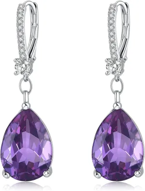 S925 Sterling Silver Teardrop Leverback Dangle Earrings for Women Hypoallergenic, 1014mm Pear Cubic Zircon Drop Earrings Trendy Jewelry for Sensitive Ears