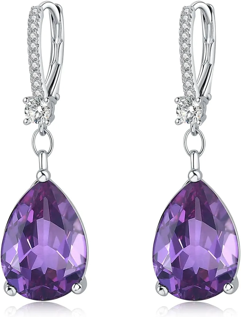 S925 Sterling Silver Teardrop Leverback Dangle Earrings for Women Hypoallergenic, 1014mm Pear Cubic Zircon Drop Earrings Trendy Jewelry for Sensitive Ears