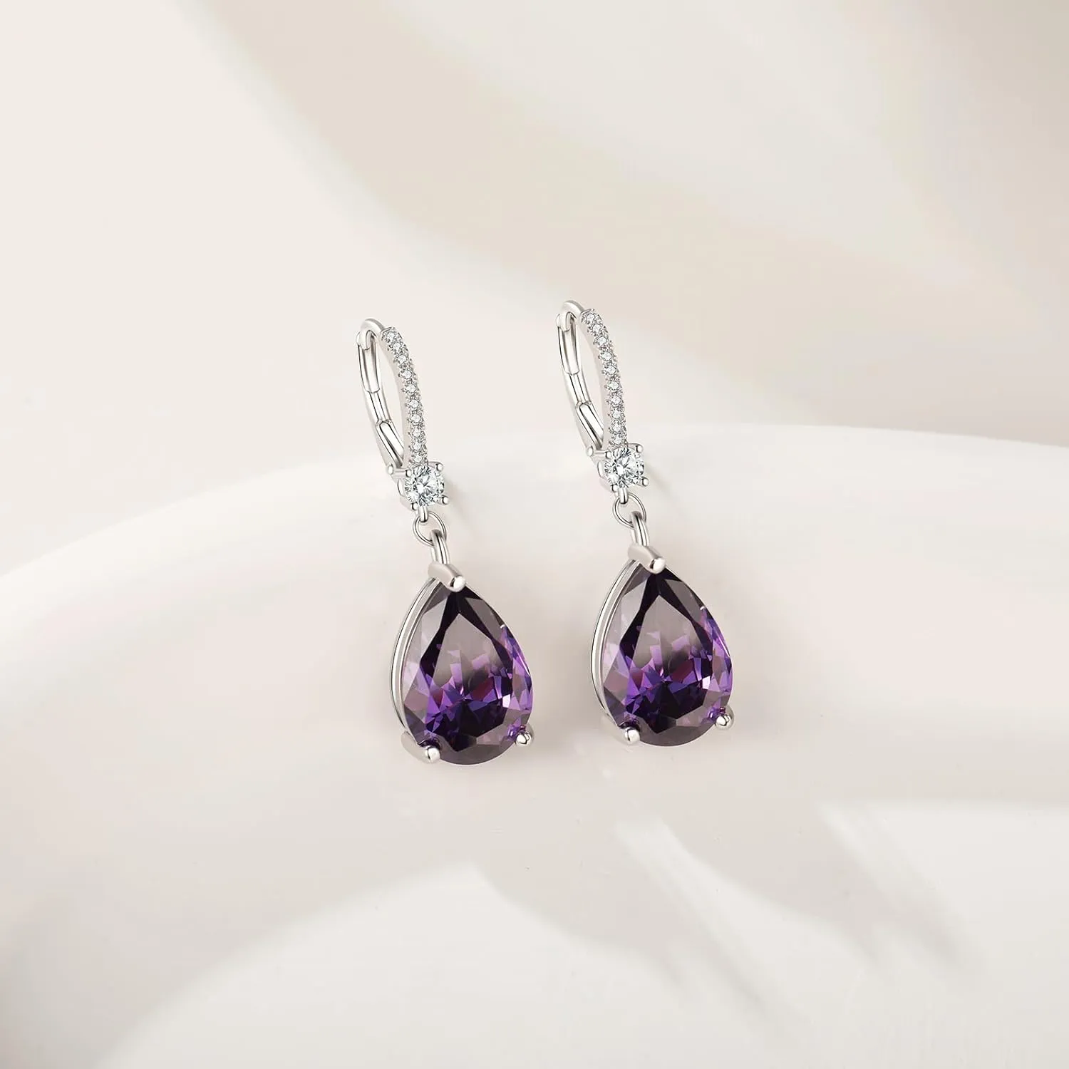 S925 Sterling Silver Teardrop Leverback Dangle Earrings for Women Hypoallergenic, 1014mm Pear Cubic Zircon Drop Earrings Trendy Jewelry for Sensitive Ears