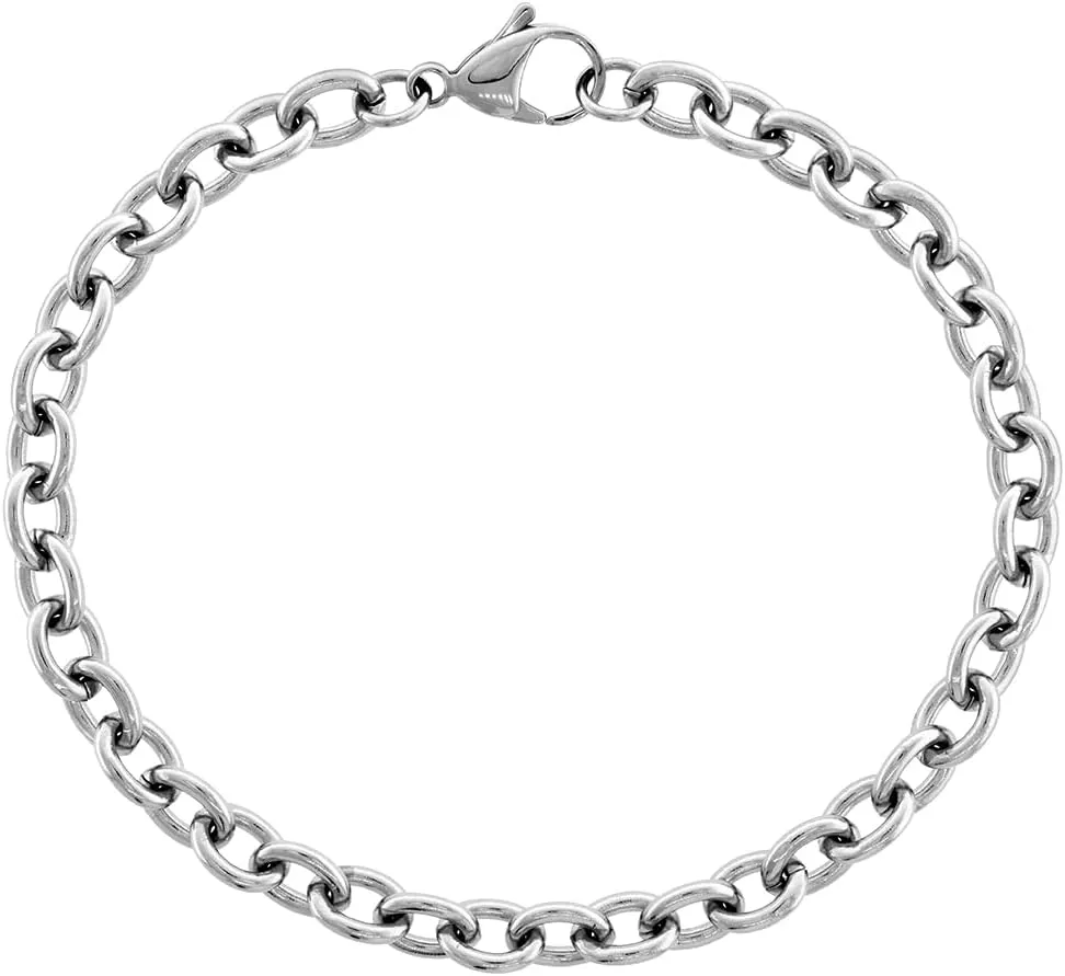 Sabrina Silver Stainless Steel Cable Link Chain 6 mm, Necklaces & Bracelets & Anklets