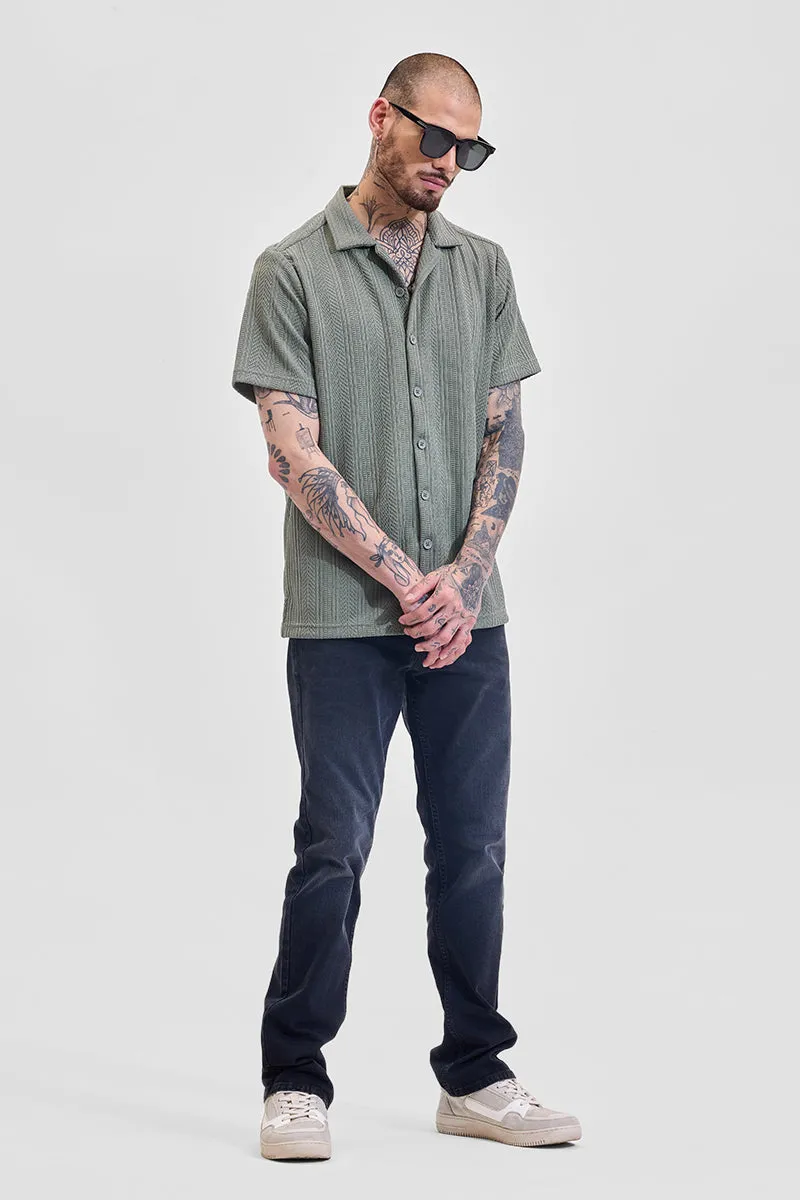 Sage Textured Box Fit Shirt