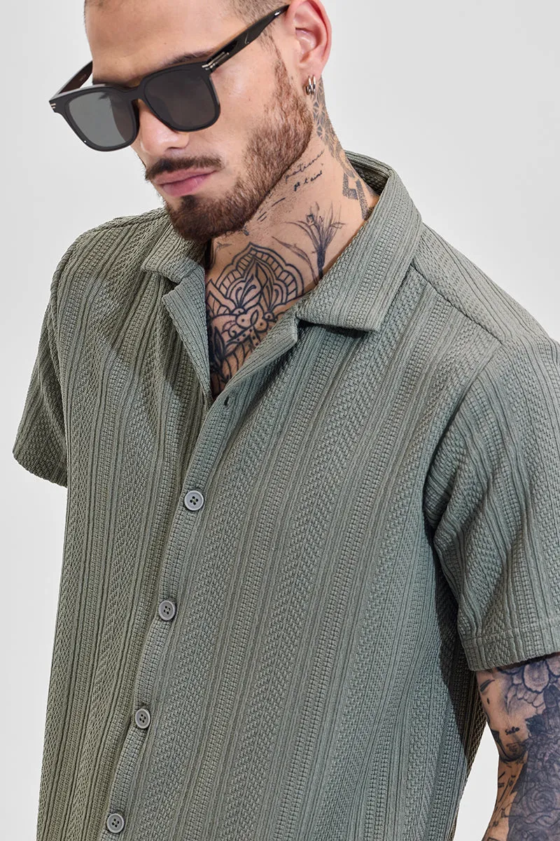 Sage Textured Box Fit Shirt