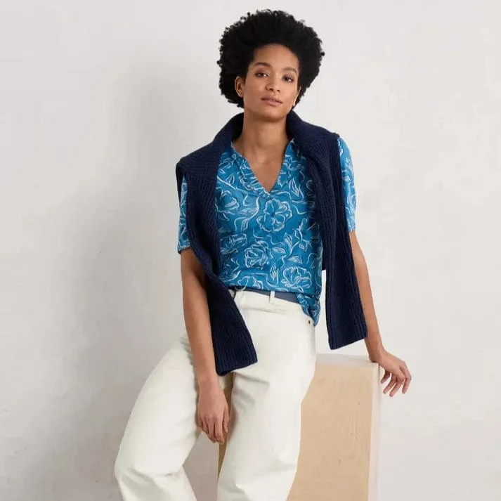 Seasalt Inky Cameilla Sailboats Shirt In Blue