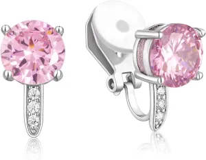 SELOVO 8MM Cubic Zirconia with Small Cz Clip On Stud Earrings Non Pierced Earrings for Women