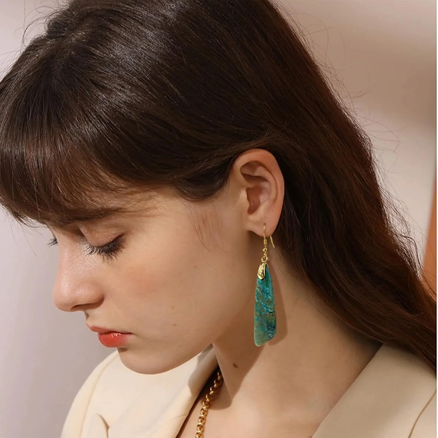 SELOVO Jasper Stone Earrings for Women Trendy Dangle Earrings Fishhook Drop Earrings