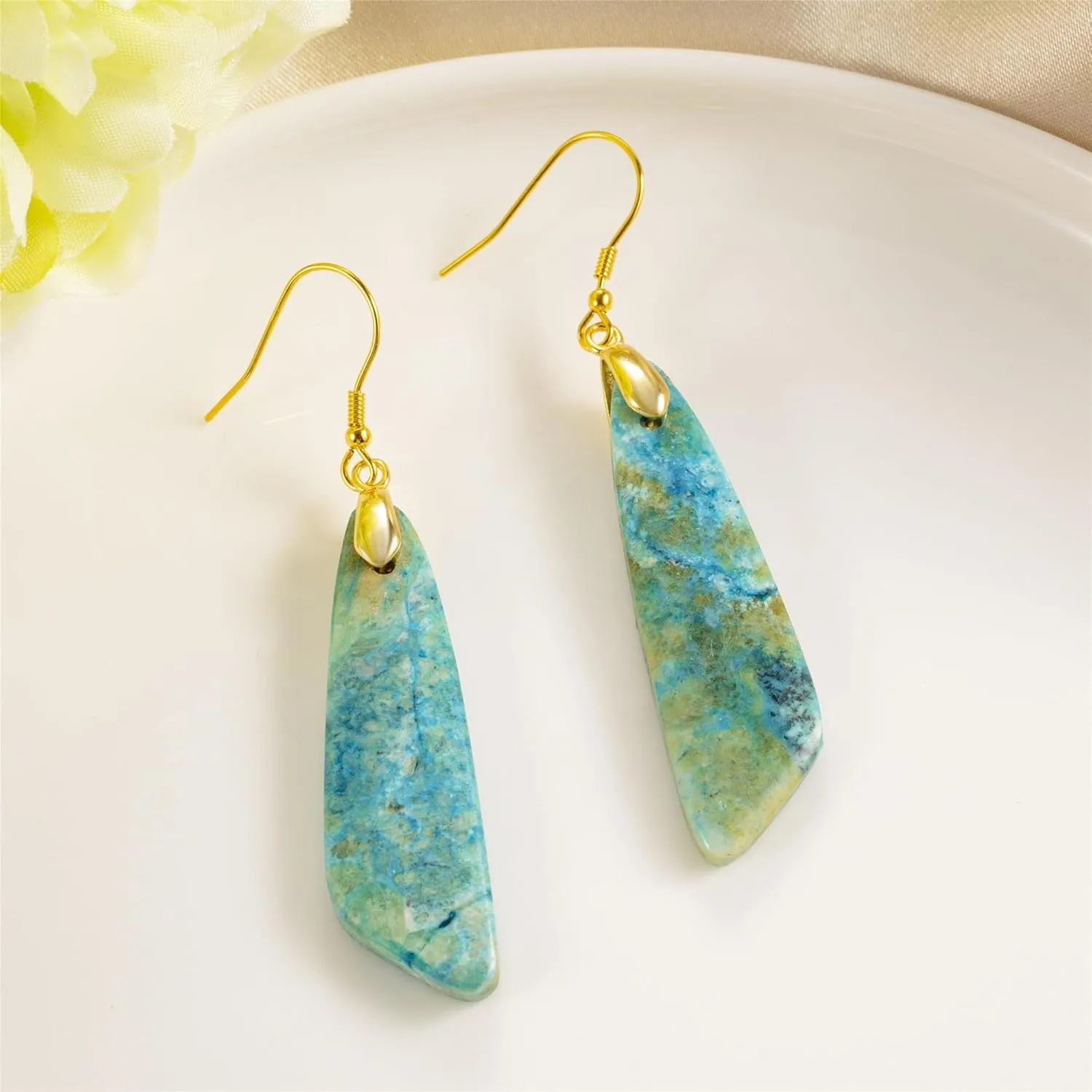SELOVO Jasper Stone Earrings for Women Trendy Dangle Earrings Fishhook Drop Earrings