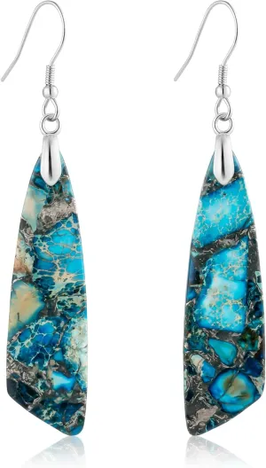SELOVO Jasper Stone Earrings for Women Trendy Dangle Earrings Fishhook Drop Earrings