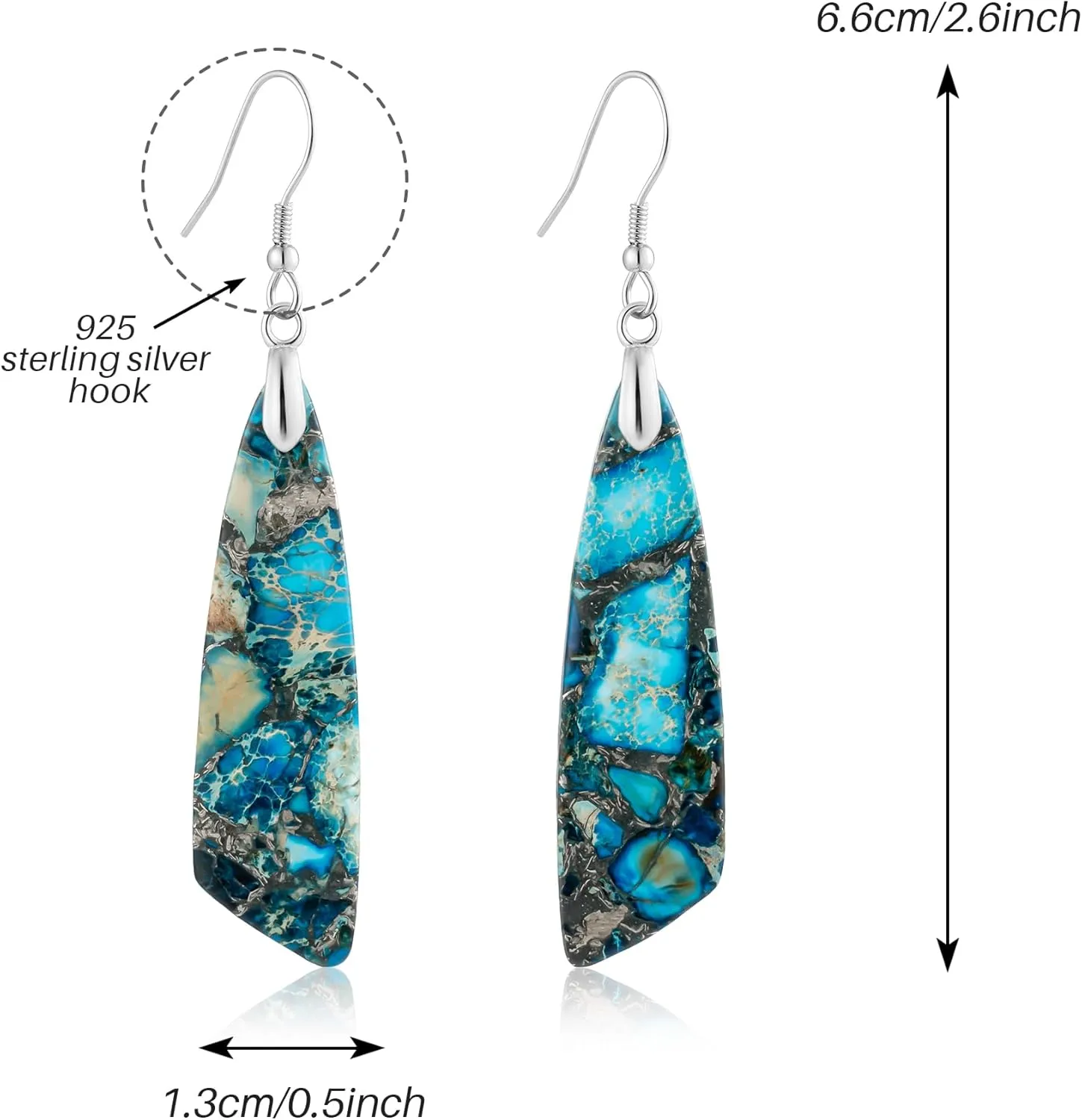 SELOVO Jasper Stone Earrings for Women Trendy Dangle Earrings Fishhook Drop Earrings