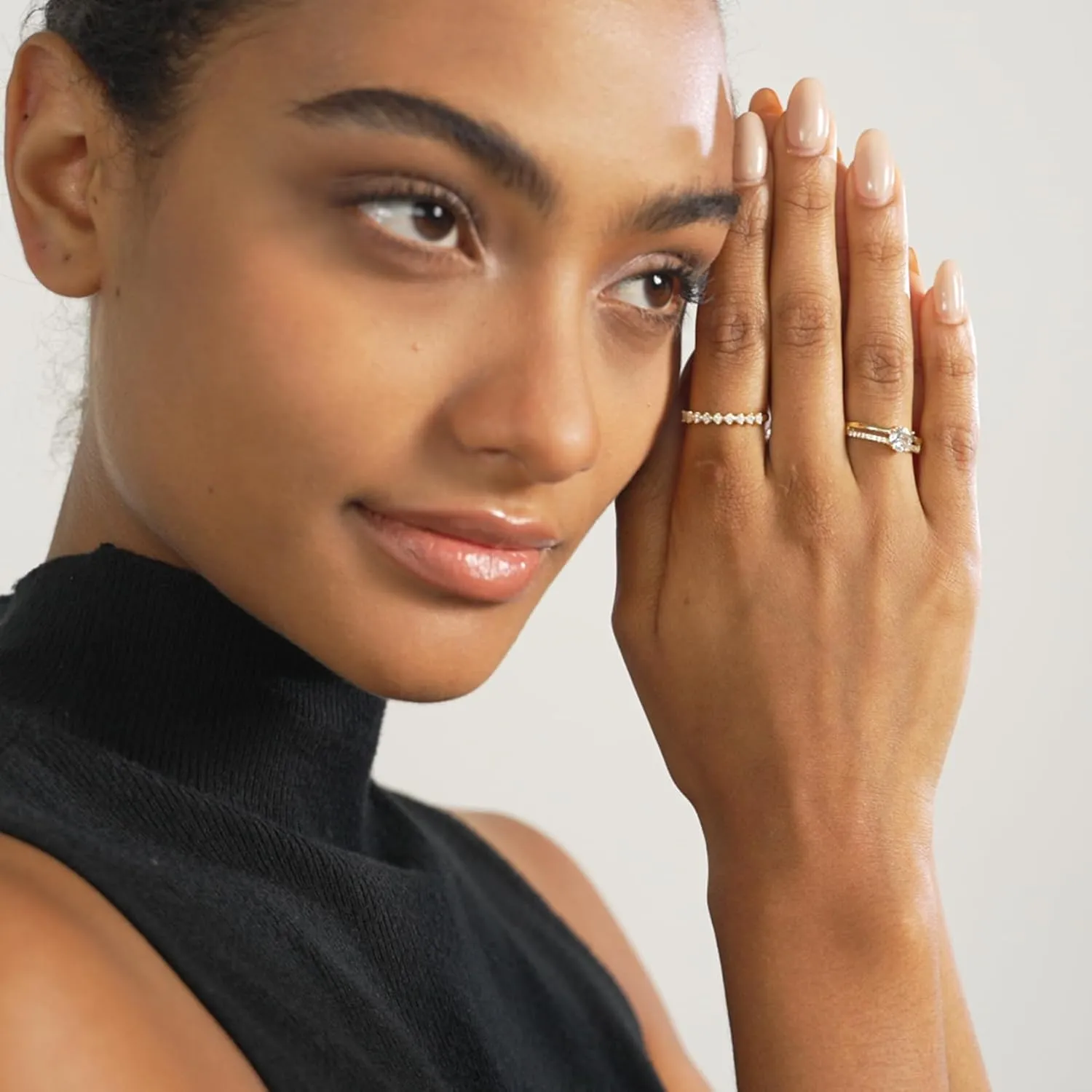 Senteria 3Pcs Gold Rings For Women Non Tarnish Stackable Rings For Women Adjustable 14K Gold Plated Rings set with Cubic Zirconia Thumb Ring Set for Statement Promise Wedding Engagement