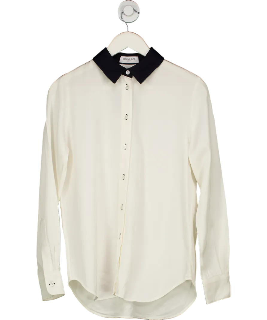 Serena Bute Ivory / Black Contrast Collar Shirt UK S
