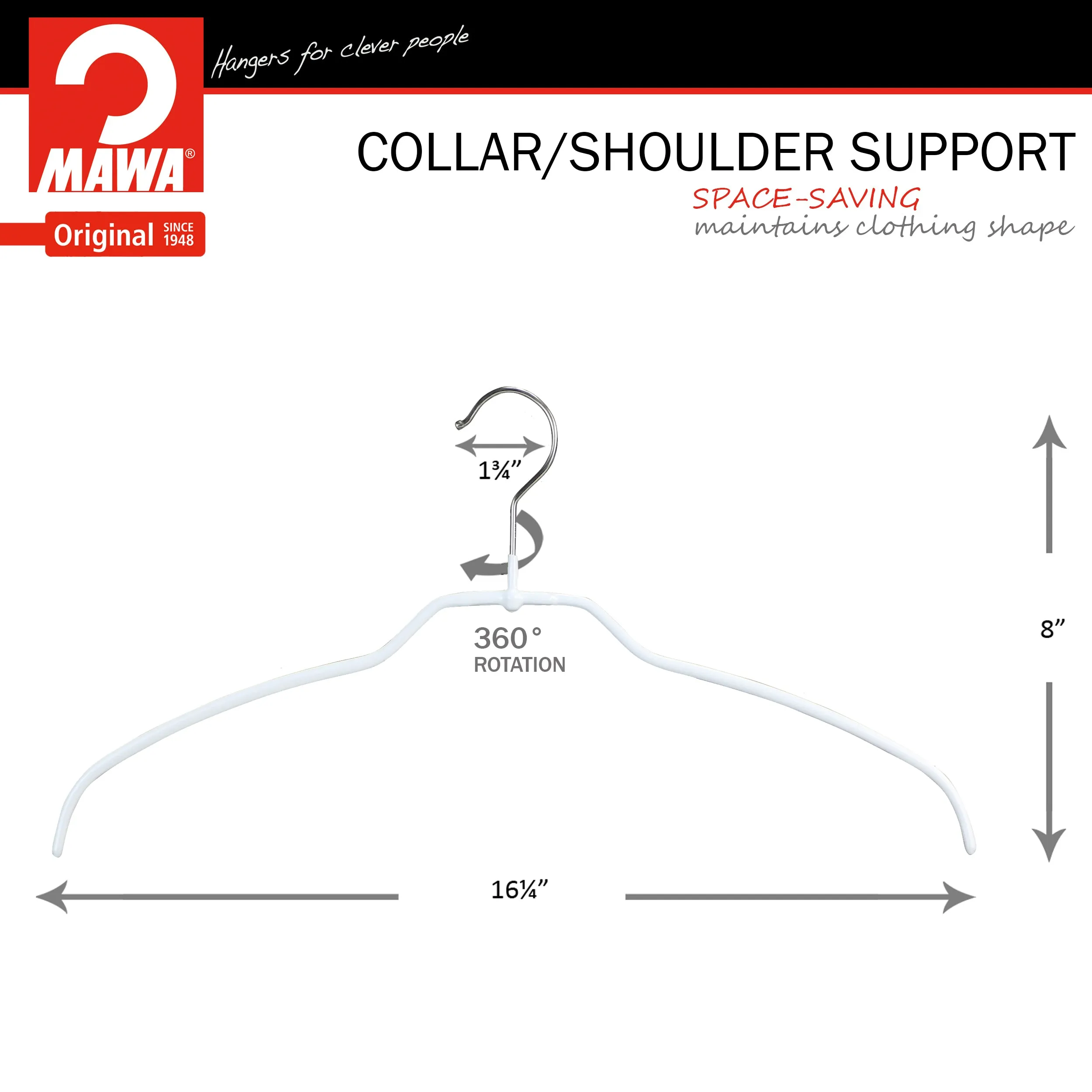 Silhouette Space-Saving Shirt Hanger, 42-FT, White
