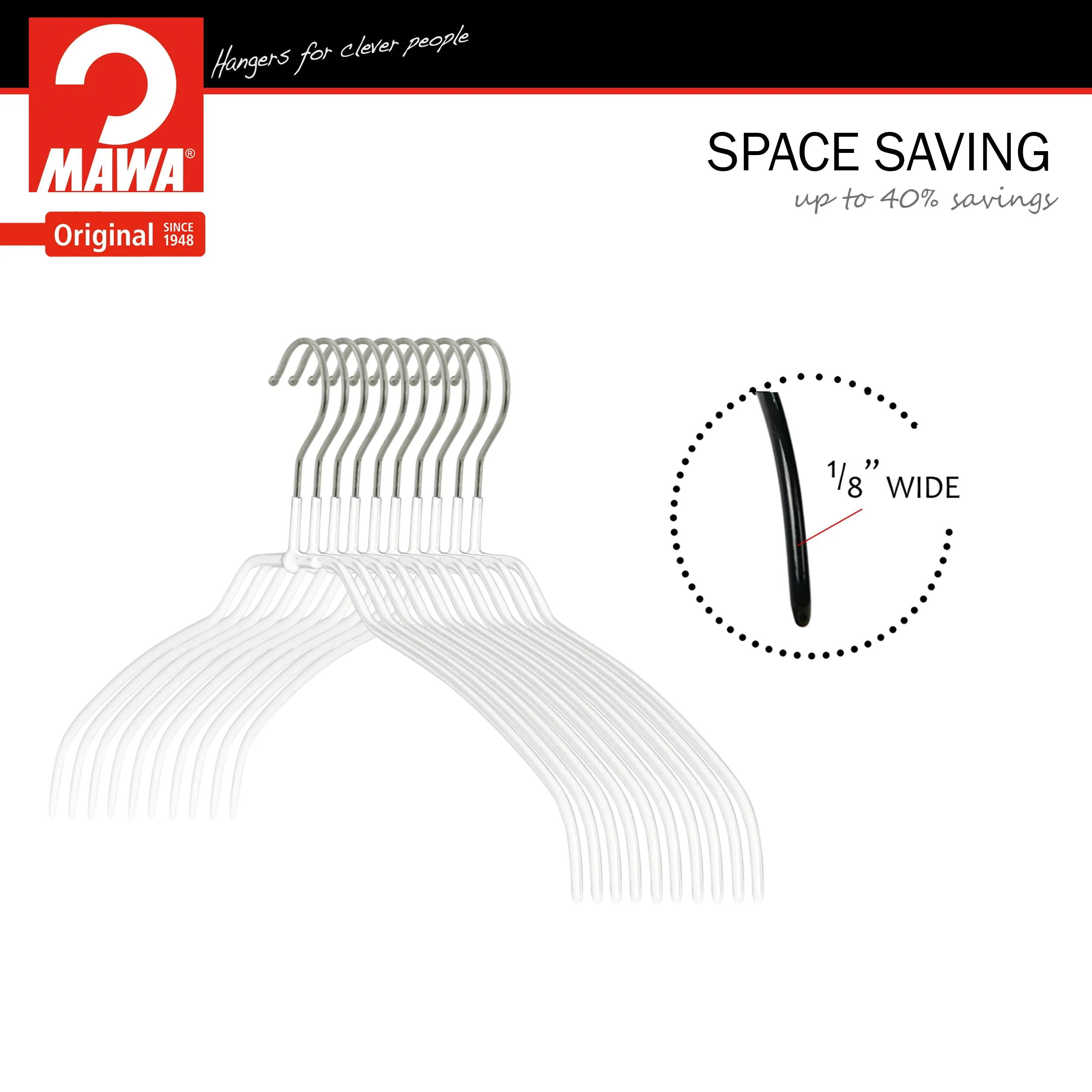 Silhouette Space-Saving Shirt Hanger, 42-FT, White