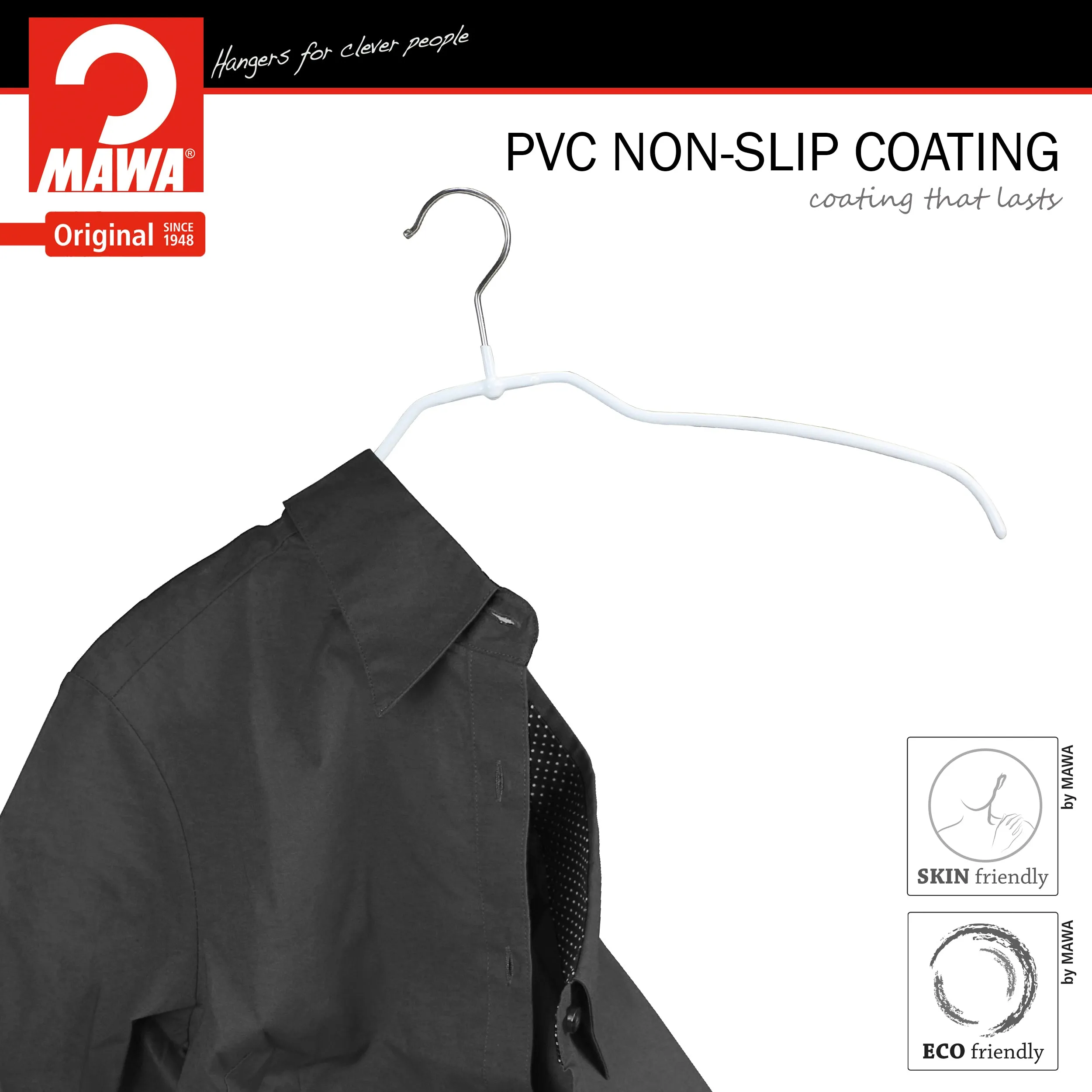 Silhouette Space-Saving Shirt Hanger, 42-FT, White