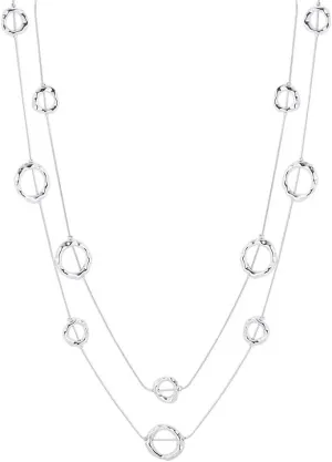 Silver Long Necklaces for Women Fashion Double Layered Sweater Chain Y Necklace with Gifts Box