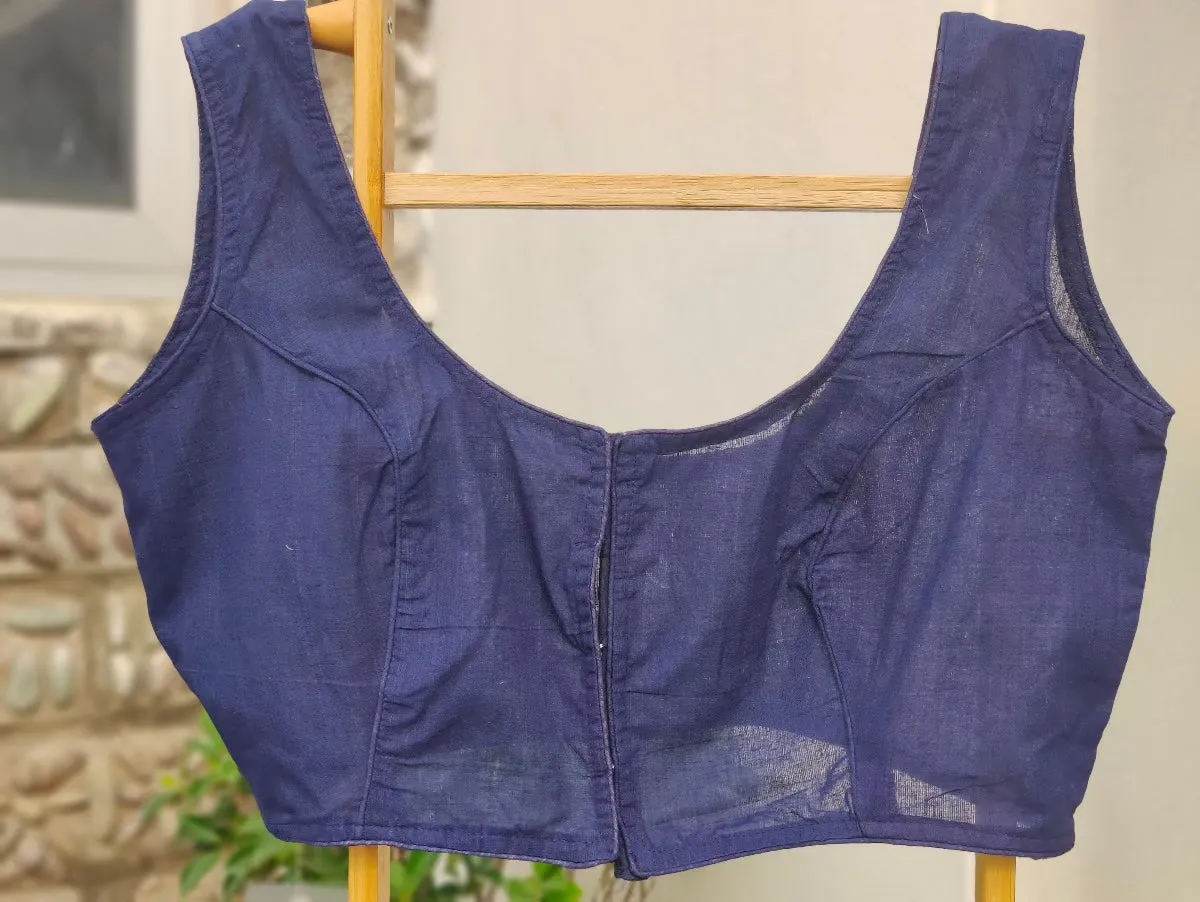 SIMPLE BLUE SLEEVELESS BLOUSE