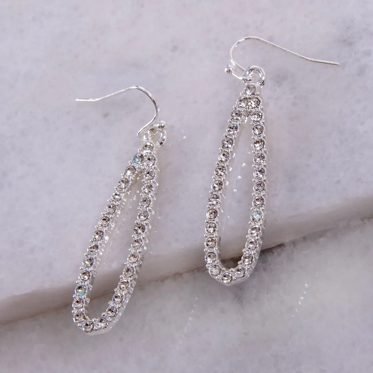 Simulated Diamond Teardrop Dangle Earrings for Women - Cubic Zirconia Crystal Long Dangling Earrings - Hypoallergenic and Safe for Sensitive Ears