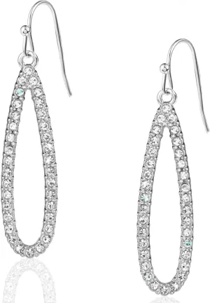Simulated Diamond Teardrop Dangle Earrings for Women - Cubic Zirconia Crystal Long Dangling Earrings - Hypoallergenic and Safe for Sensitive Ears