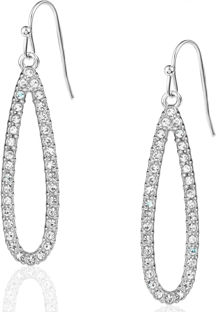 Simulated Diamond Teardrop Dangle Earrings for Women - Cubic Zirconia Crystal Long Dangling Earrings - Hypoallergenic and Safe for Sensitive Ears