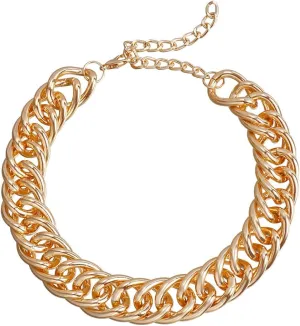 Sither Gold Link Choker Necklace for Women Punk Link Chain Necklace Fashion Large Jewelry for Halloween Party Christmas Gift