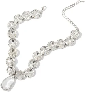 Sither Large Crystal Pendant Choker Necklace for Women Silver Statement Rhinestone Necklace Punk Jewelry for Halloween Christmas Gift (style 1)