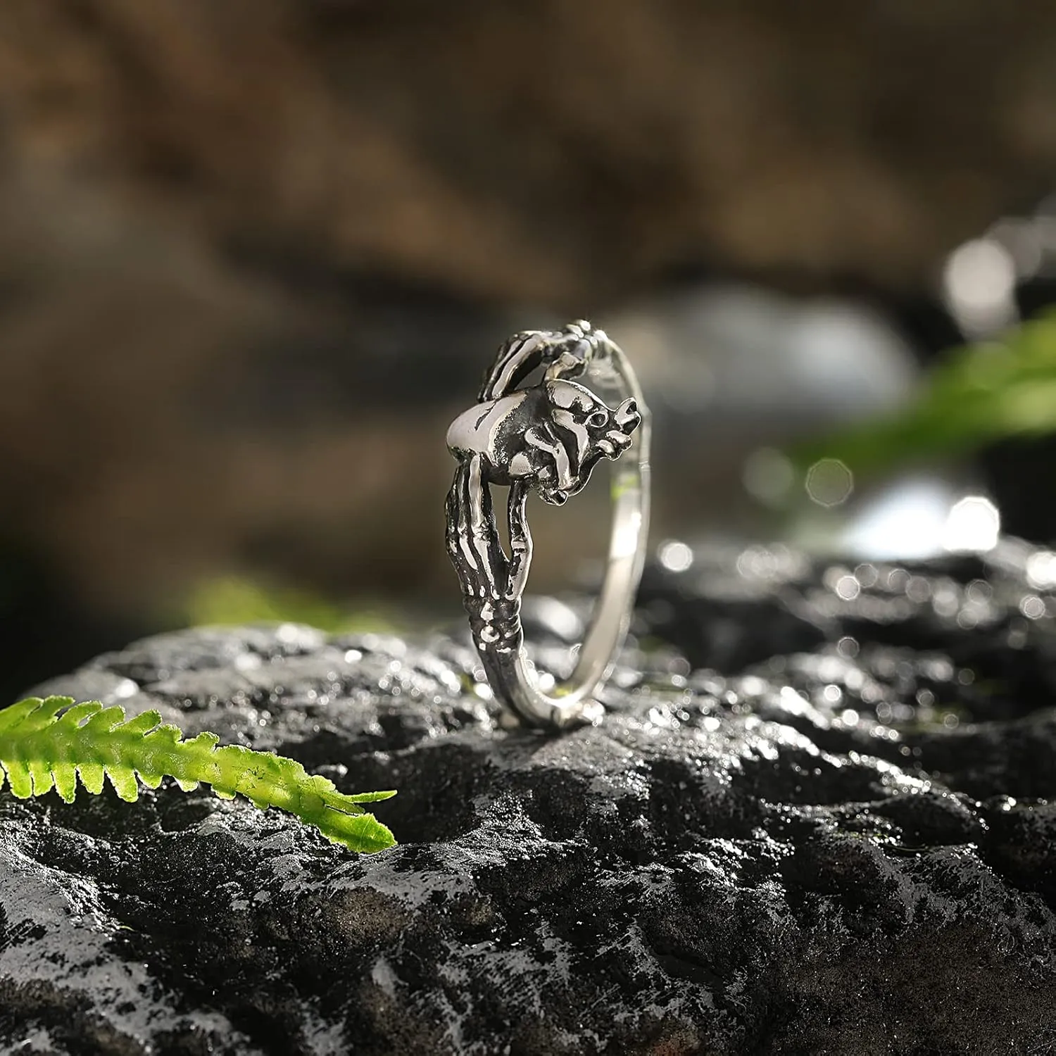 Skull Claddagh Heart Rings Silver Statement Rings Stackable Ring for Women Girls Native Heart Model Rings Size 5-9