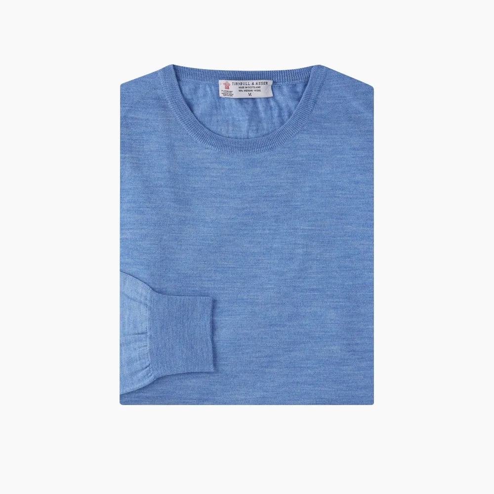 Sky Blue Fine Merino Crew Neck Jumper