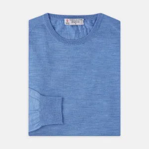 Sky Blue Fine Merino Crew Neck Jumper