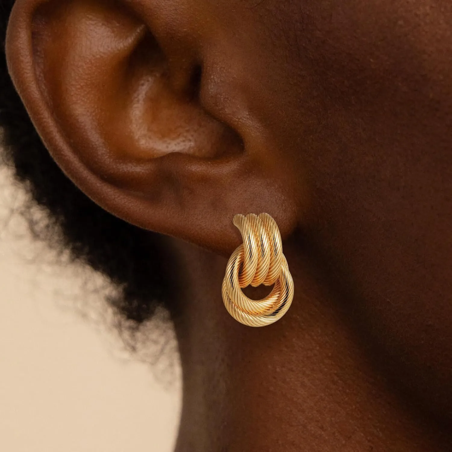 SLOONG Chunky Gold Earrings for Women, 14K Gold/SIlver Plated Geometric Knot Dangle Drop Earrings Hypoallergenic Gold Jewelry for Women