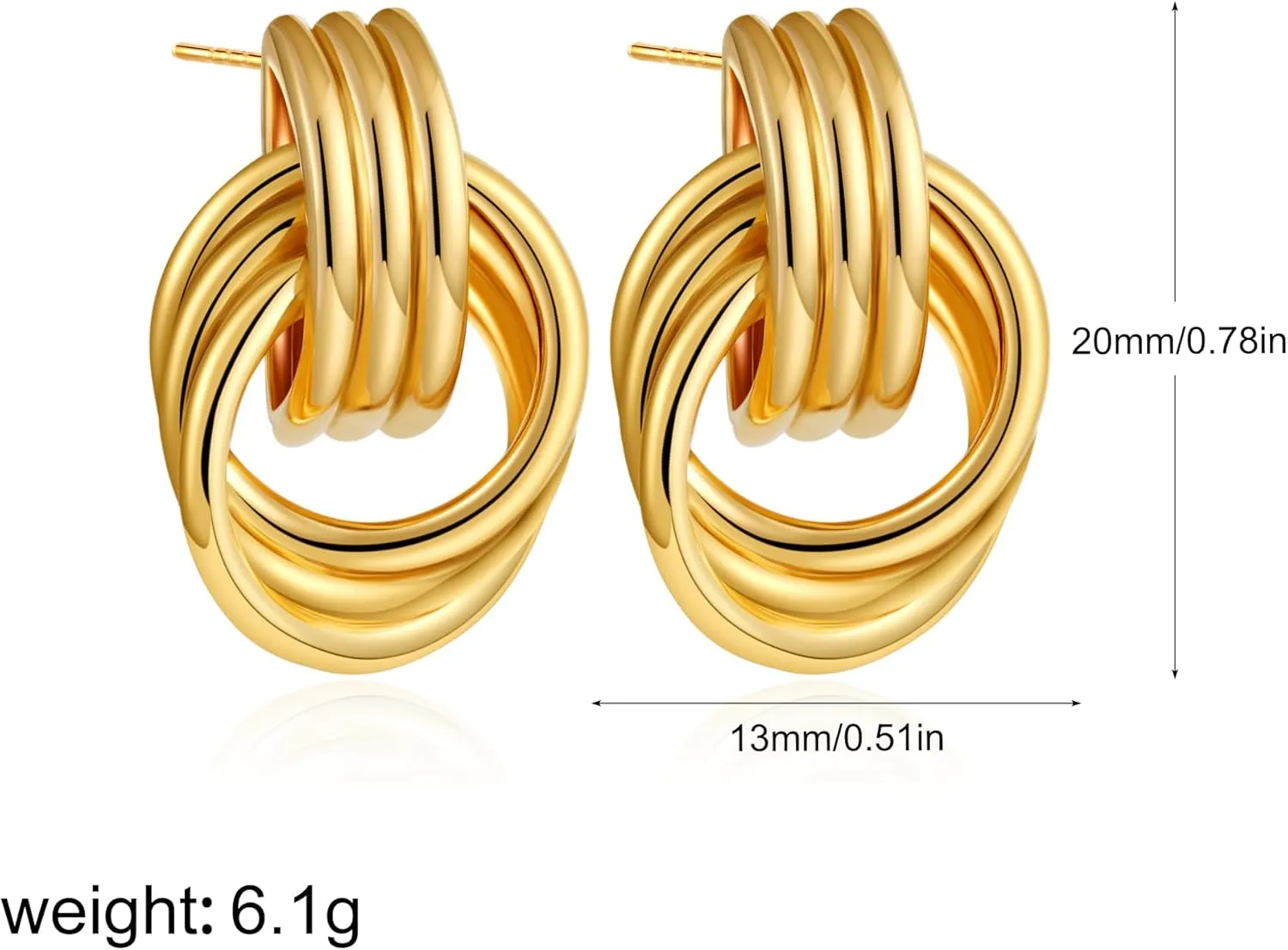 SLOONG Chunky Gold Earrings for Women, 14K Gold/SIlver Plated Geometric Knot Dangle Drop Earrings Hypoallergenic Gold Jewelry for Women