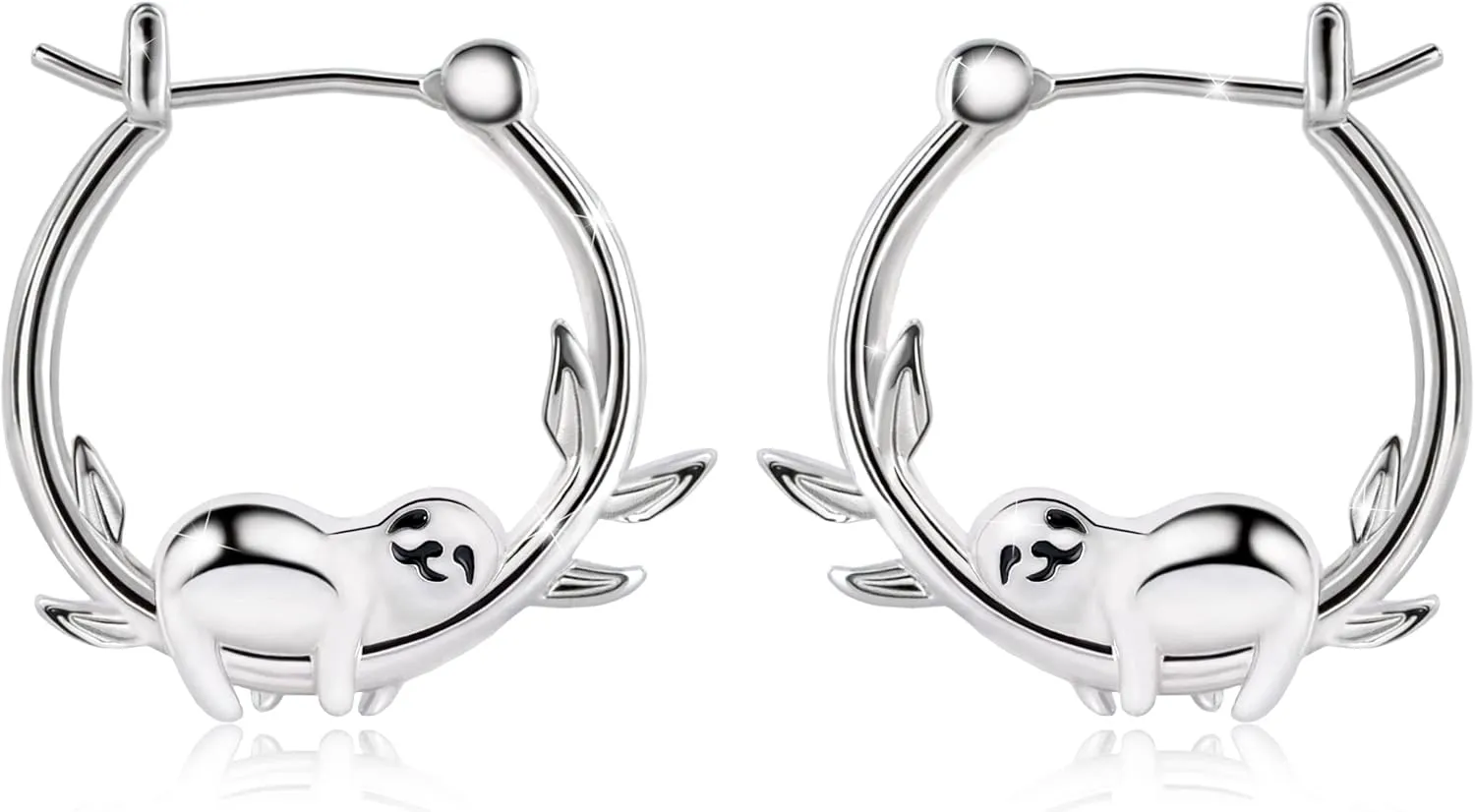 Sloth Earrings for Women Girls - Sterling Silver Sloth Hoop Earrings for Teens Hypoallergenic Cute Animal Earrings for Sensitive Ears Dainty Lightweight Huggie Hoop Earring Gift for Birthday Christmas