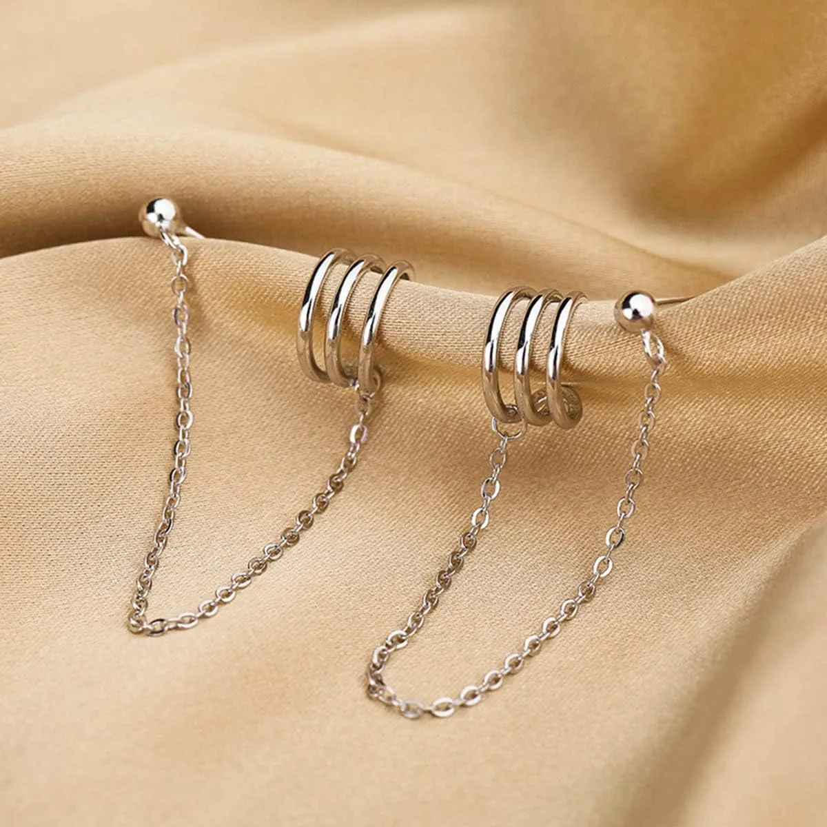 SLUYNZ 925 Sterling Silver Cuff Earrings Chain for Women Crawler Earrings Studs