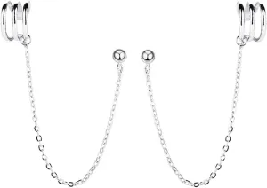 SLUYNZ 925 Sterling Silver Cuff Earrings Chain for Women Crawler Earrings Studs