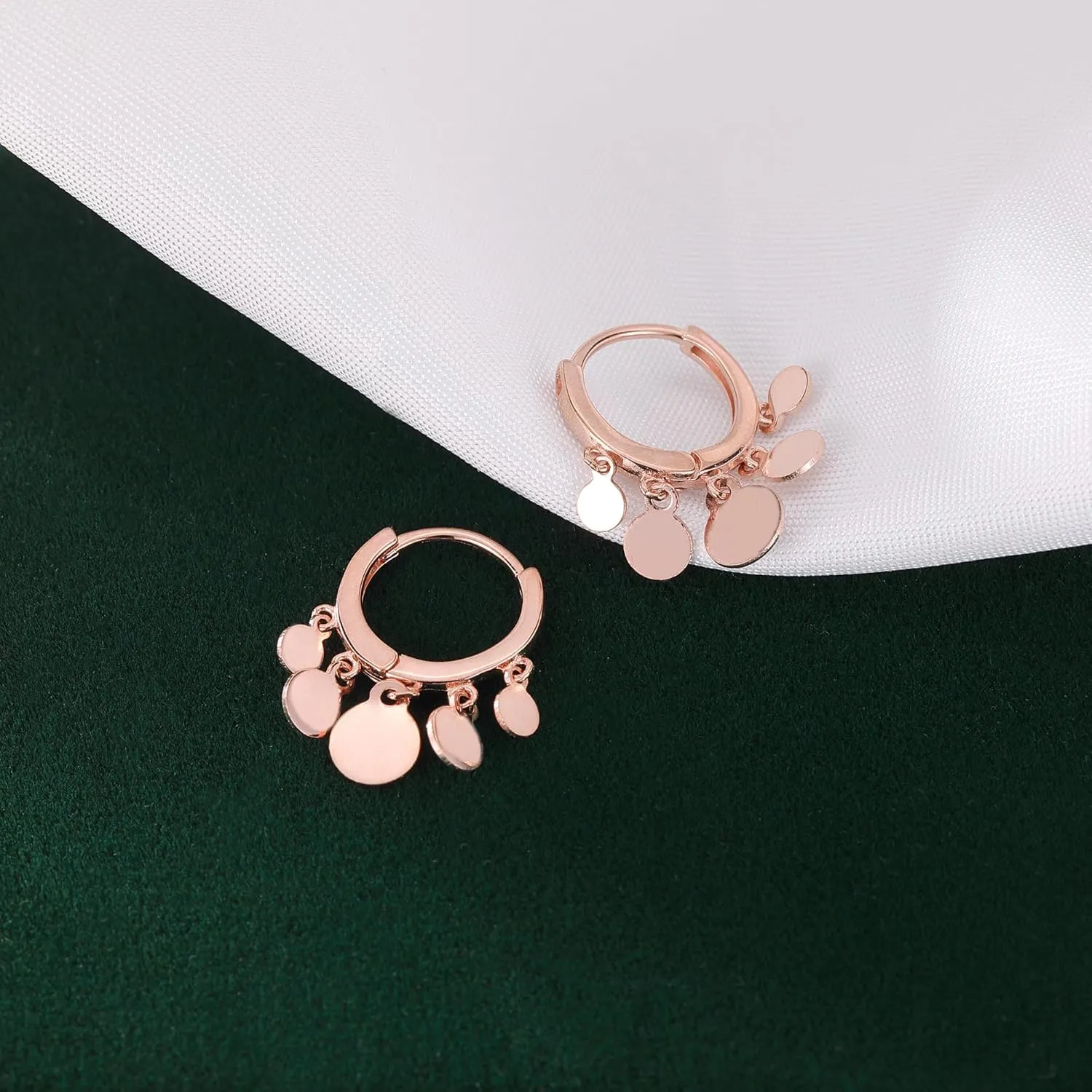 SLUYNZ 925 Sterling Silver Disc Earrings Huggie Hoop for Women Teens Coin Hoop Earrings Cluster Drop Earrings Tassel