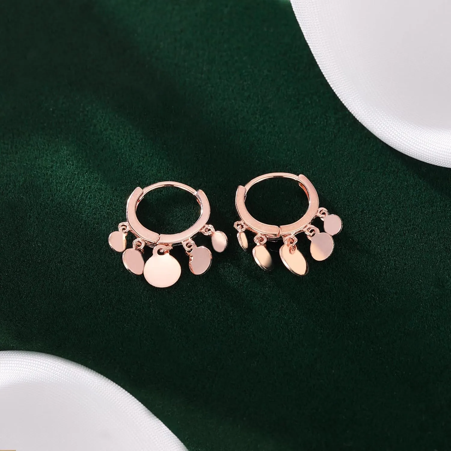 SLUYNZ 925 Sterling Silver Disc Earrings Huggie Hoop for Women Teens Coin Hoop Earrings Cluster Drop Earrings Tassel